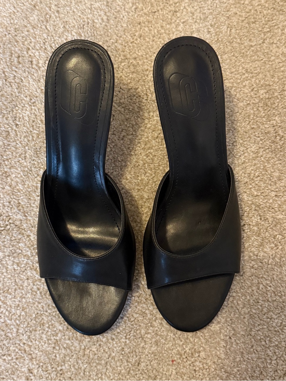 Black Women's Slide Sandals - Minimal Open Toe Mule